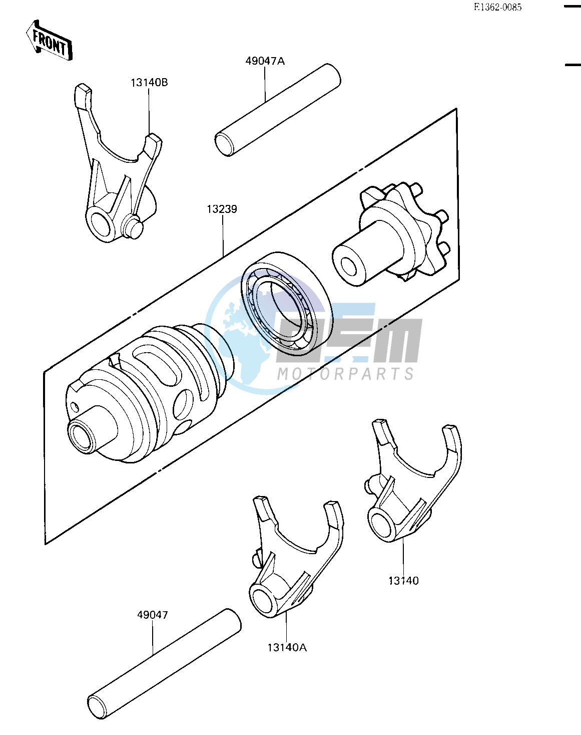 GEAR CHANGE DRUM & FORKS -- 84 A2- -