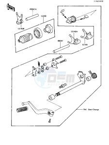 KX 250 B [KX250] (B1) [KX250] drawing GEAR CHANGE DRUM & FORKS