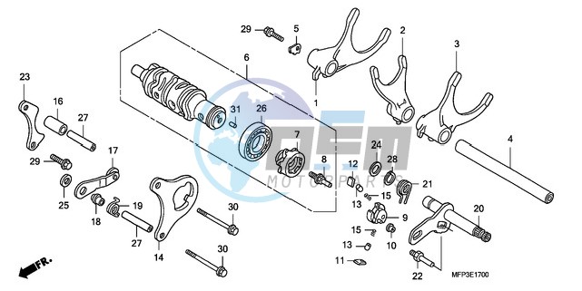 GEARSHIFT DRUM/GEARSHIFT FORK