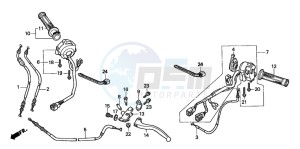 CB600F2 HORNET drawing HANDLE LEVER/SWITCH/ CABLE (2)