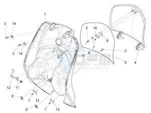 LX 125 4T 3V IE NOABS E3 (APAC) drawing Front glove-box - Knee-guard panel