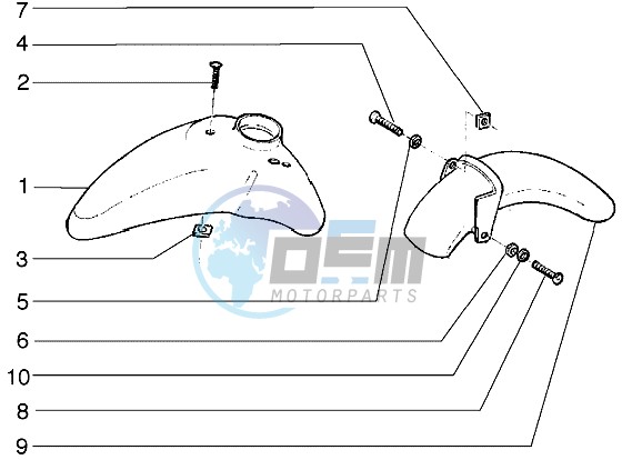 Front and rear mudguard