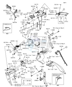 Z1000 ABS ZR1000GFF FR GB XX (EU ME A(FRICA) drawing Cowling(Center)