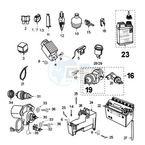 TKR SZ EU drawing ELECTRIC SYSTEM / HANDLEBAR LOCK WITHOUT HARNAS