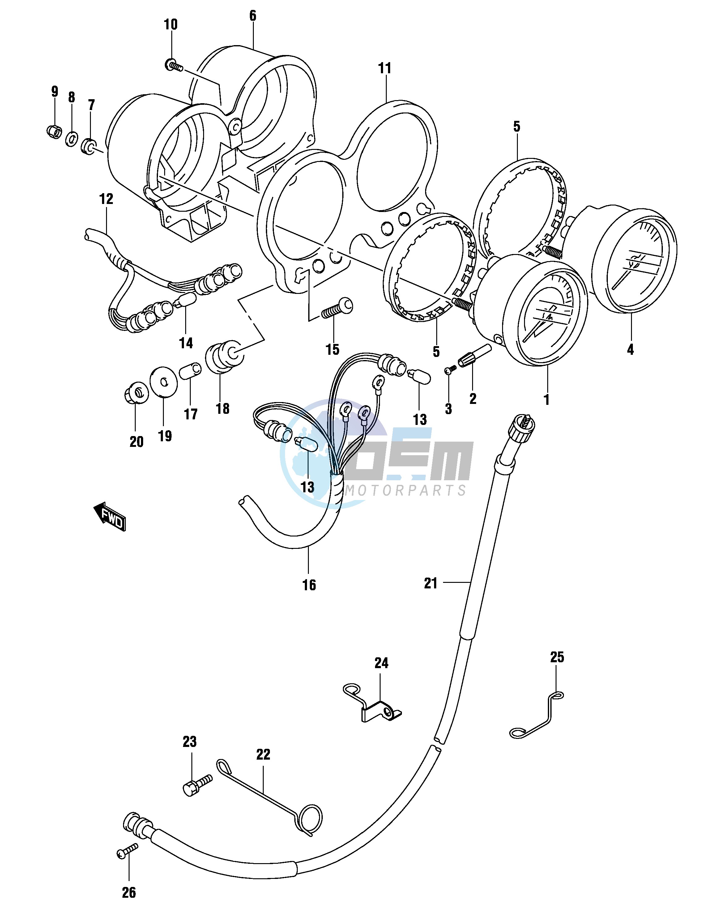 SPEEDOMETER - TACHOMETER (GS500FK4 FUK4)