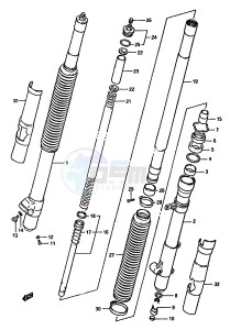 RM125 (G-H-J) drawing FRONT FORK (MODEL G)