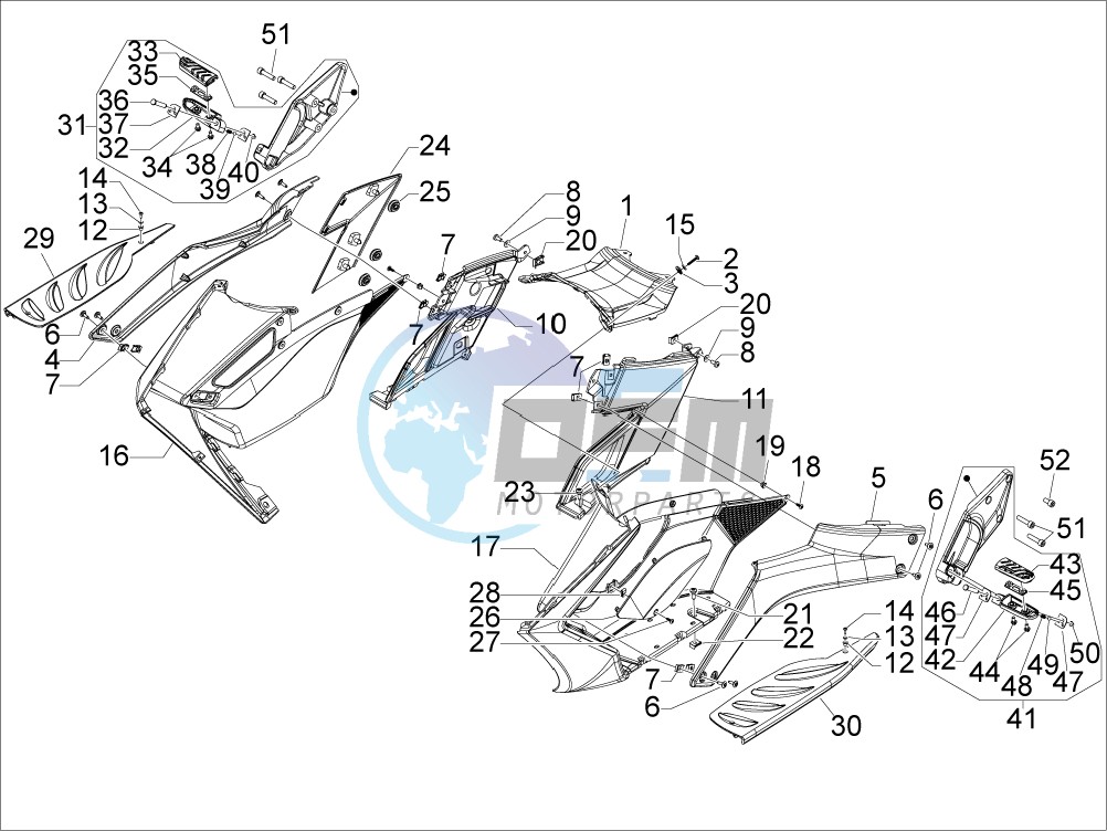 Central cover - Footrests