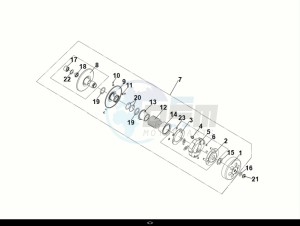 JET X 125 (XH12WW-EU) (E5) (M1) drawing DRIVEN PULLEY ASSY