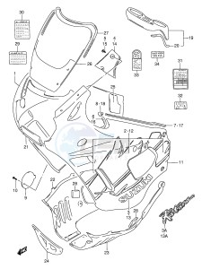 GSX750F (E2) drawing COWLING BODY (MODEL P)