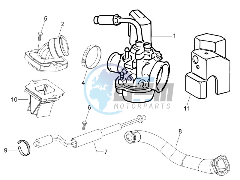 Carburettor assembly - Union pipe