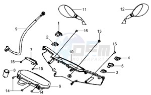 HD 200 drawing DASHBOARD / HANDLEBAR COVER / MIRRORS/ WIRING HARNASS