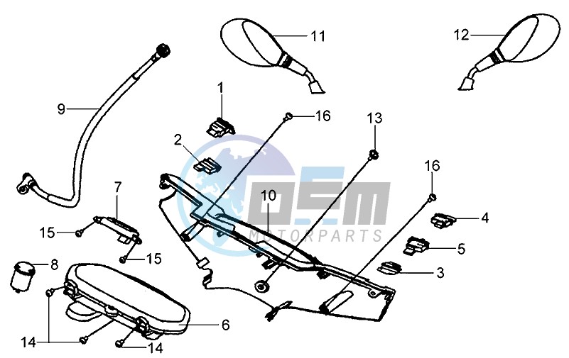 DASHBOARD / HANDLEBAR COVER / MIRRORS/ WIRING HARNASS