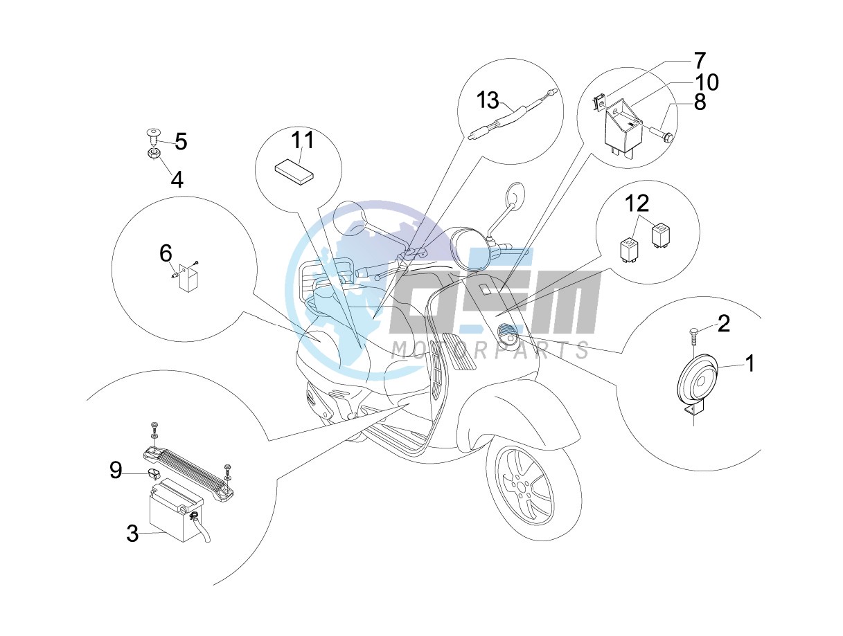 Control switches - Battery - Horn