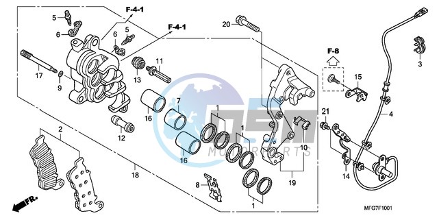 R. FRONT BRAKE CALIPER (CB600FA/FA3)