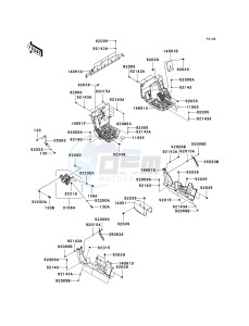 KRF 750 J [TERYX 750 FI 4X4 LE] (J9FA) J9FA drawing FRAME FITTINGS-- FRONT- -