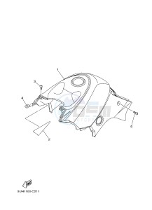 YFM350A YFM350TE GRIZZLY 350 2WD (B142 B143 B144) drawing SIDE COVER