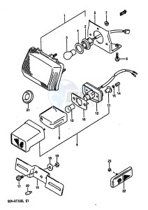 GSX-R1100 (K-L) drawing TAIL LAMP-LICENSE LAMP (SEE NOTE)