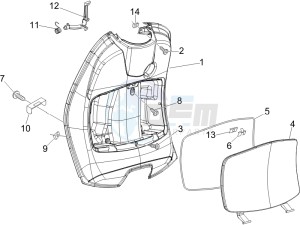 LX 150 4T ie E3 drawing Front glovebox - Knee-guard panel