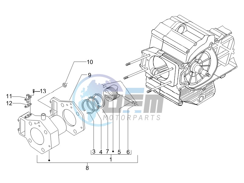 Cylinder - Piston - Wrist pin unit