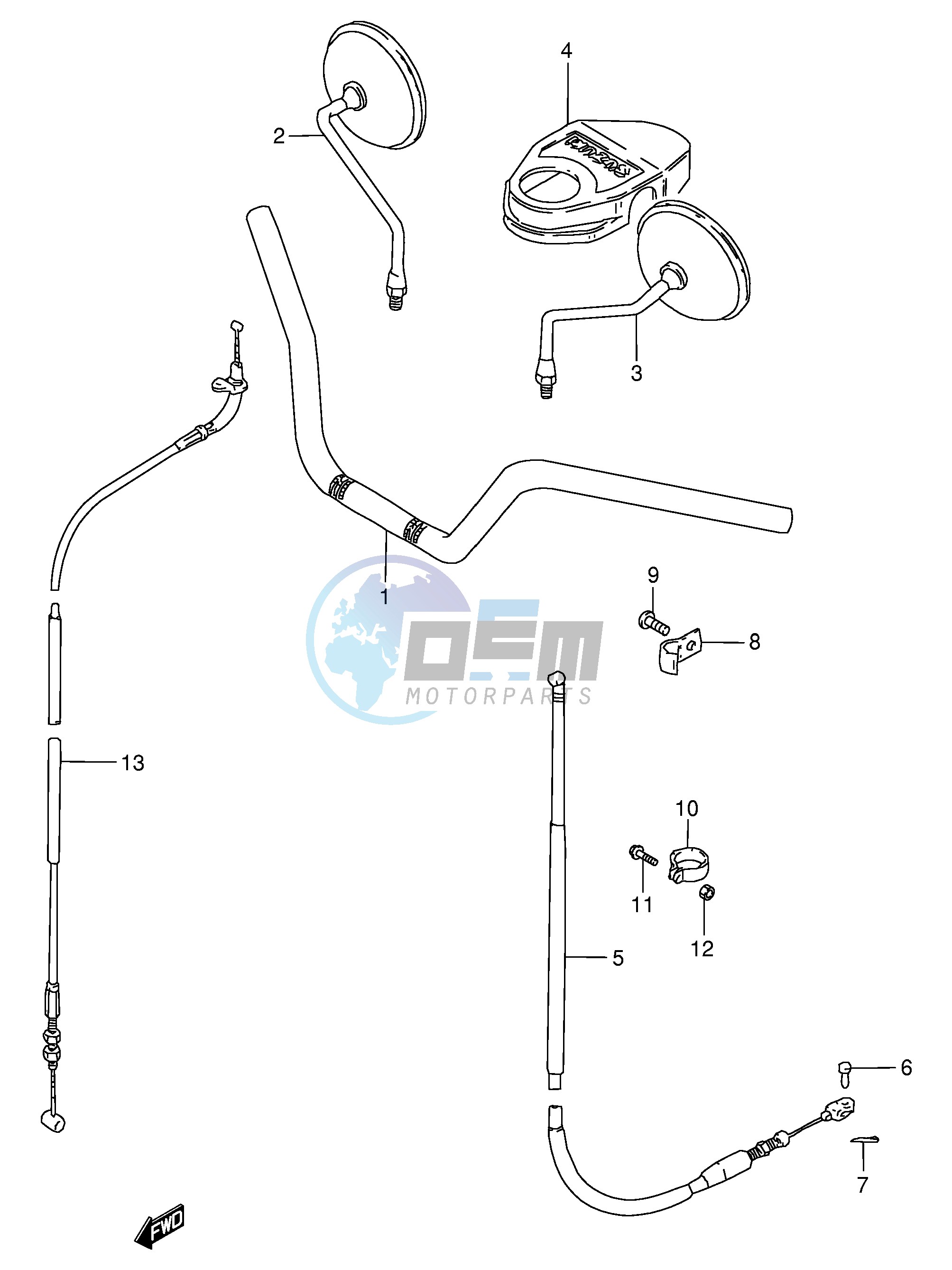 HANDLEBAR - FRONT CABLE (MODEL N,GN125ER)