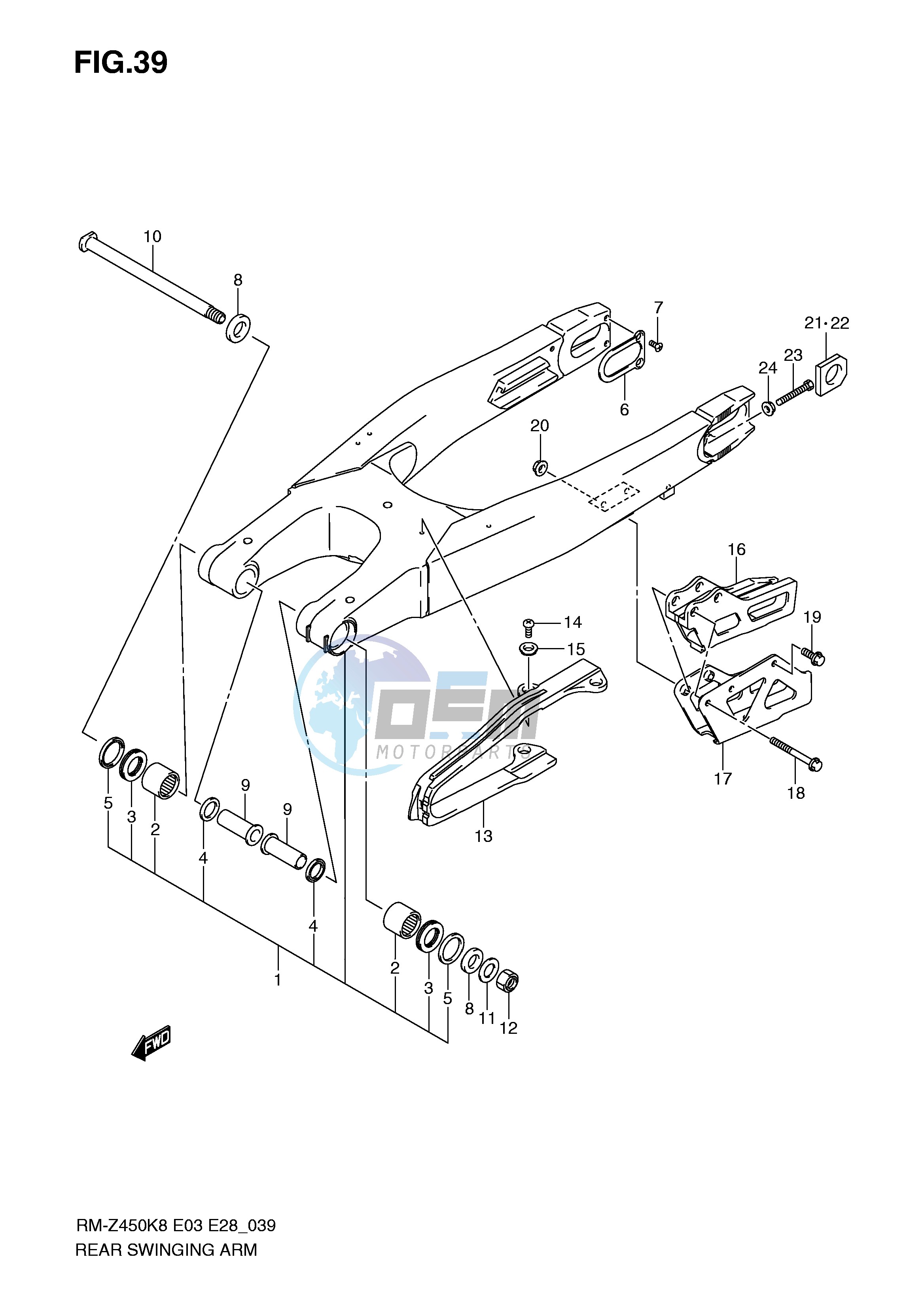 REAR SWINGING ARM (RM-Z450K8 K9)