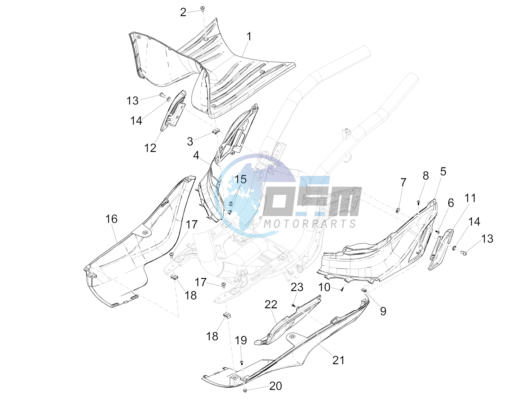 Central cover - Footrests