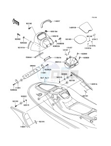 JET SKI STX-12F JT1200-D1 FR drawing Hull Middle Fittings