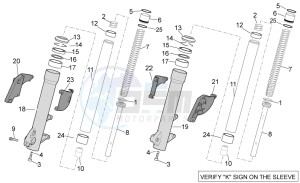 Atlantic 500 drawing Kaifa front fork - Hubs sleeves