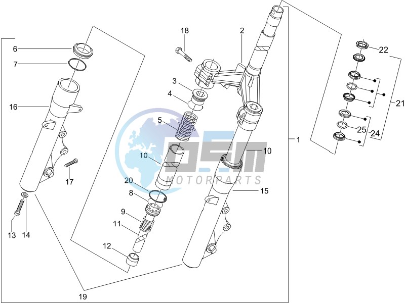 Fork steering tube - Steering bearing unit