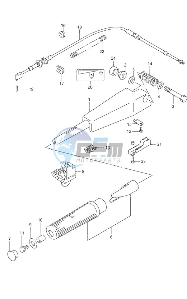 Tiller Handle S/N 652501 to 65XXXX