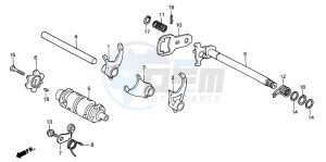 XR200R drawing SHIFT DRUM/SHIFT FORK