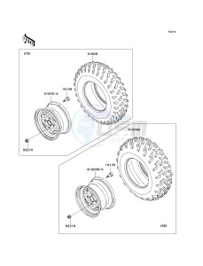 KVF 650 F [BRUTE FORCE 650 4X4I] (F6F-F9F ) F7F drawing WHEELS_TIRES