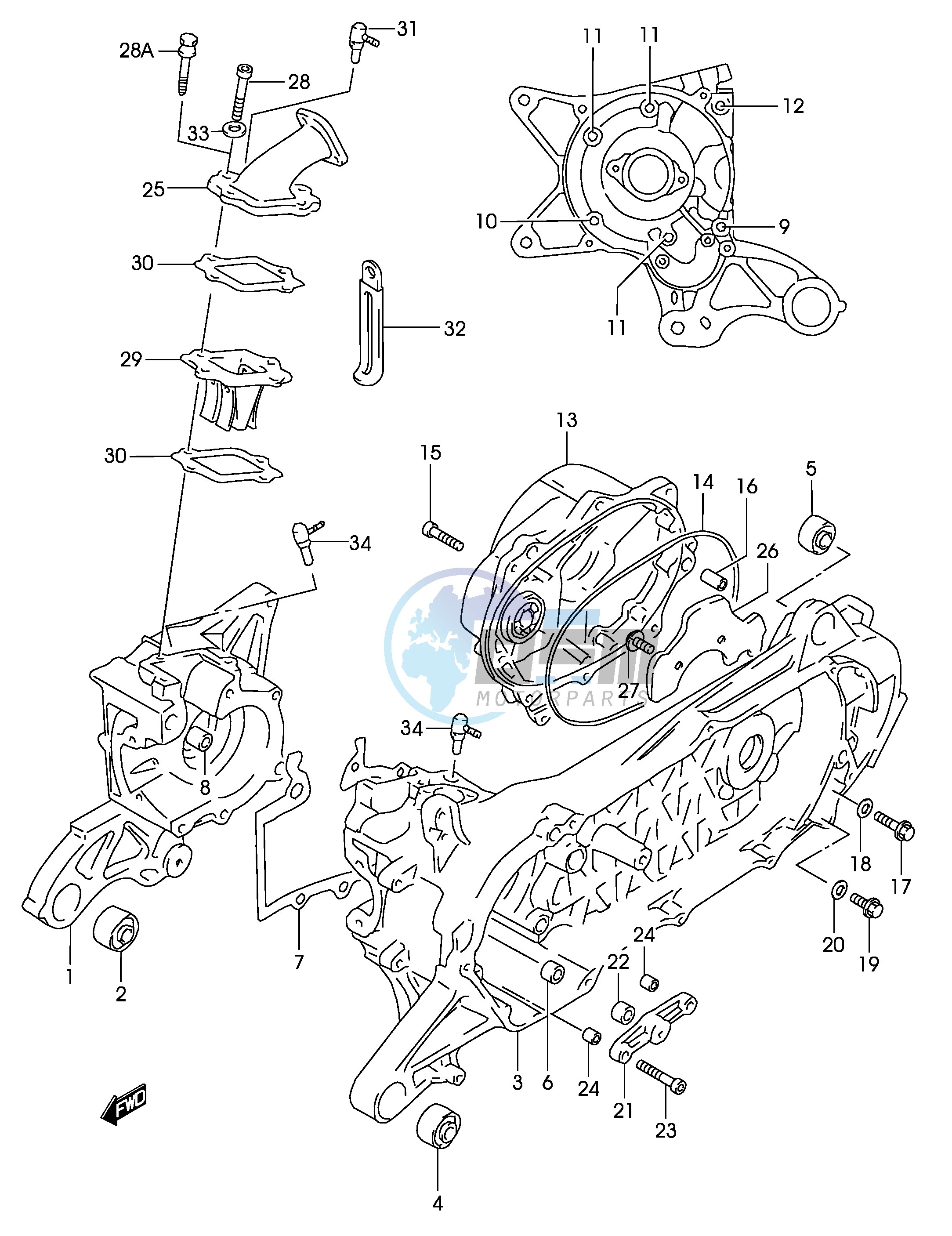 CRANKCASE (MODEL AY50 K2, SEE NOTE )