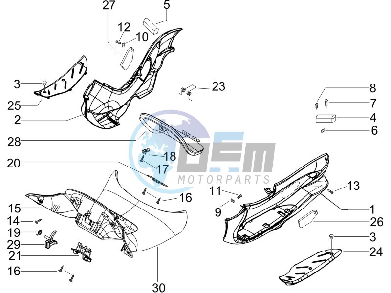 Central cover - Footrests