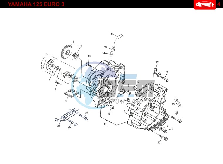 CRANKCASE  Yamaha 125 EURO-3