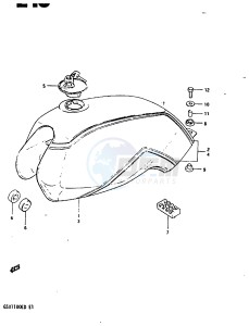 GSX1100 (Z-D) drawing FUEL TANK (GSX1100DESD)