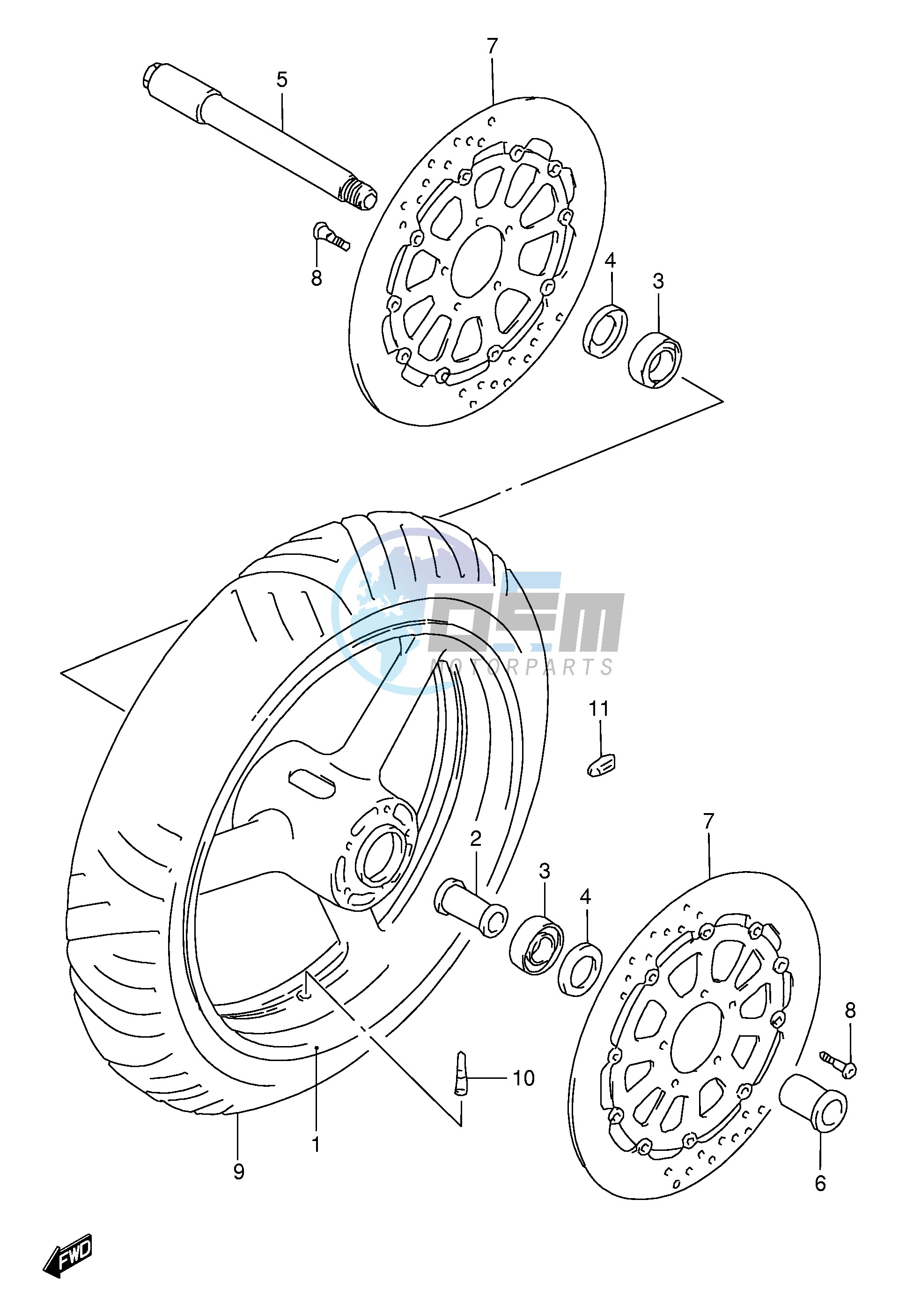 FRONT WHEEL (MODEL V W X Y)