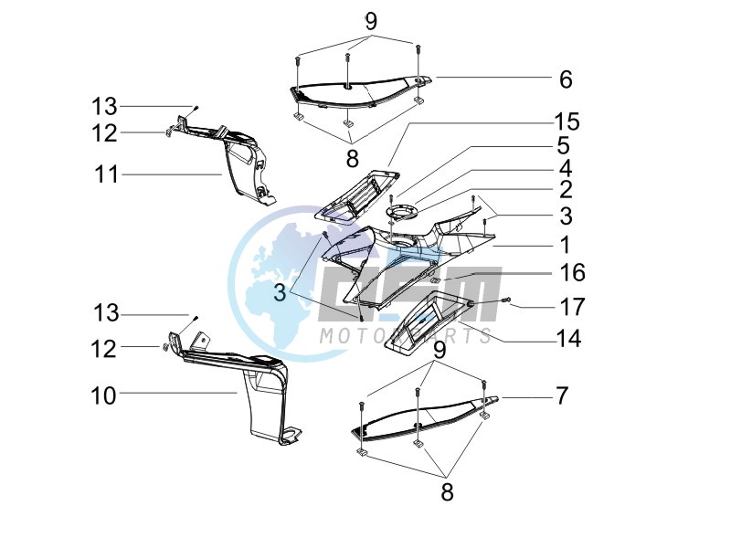 Central cover - Footrests