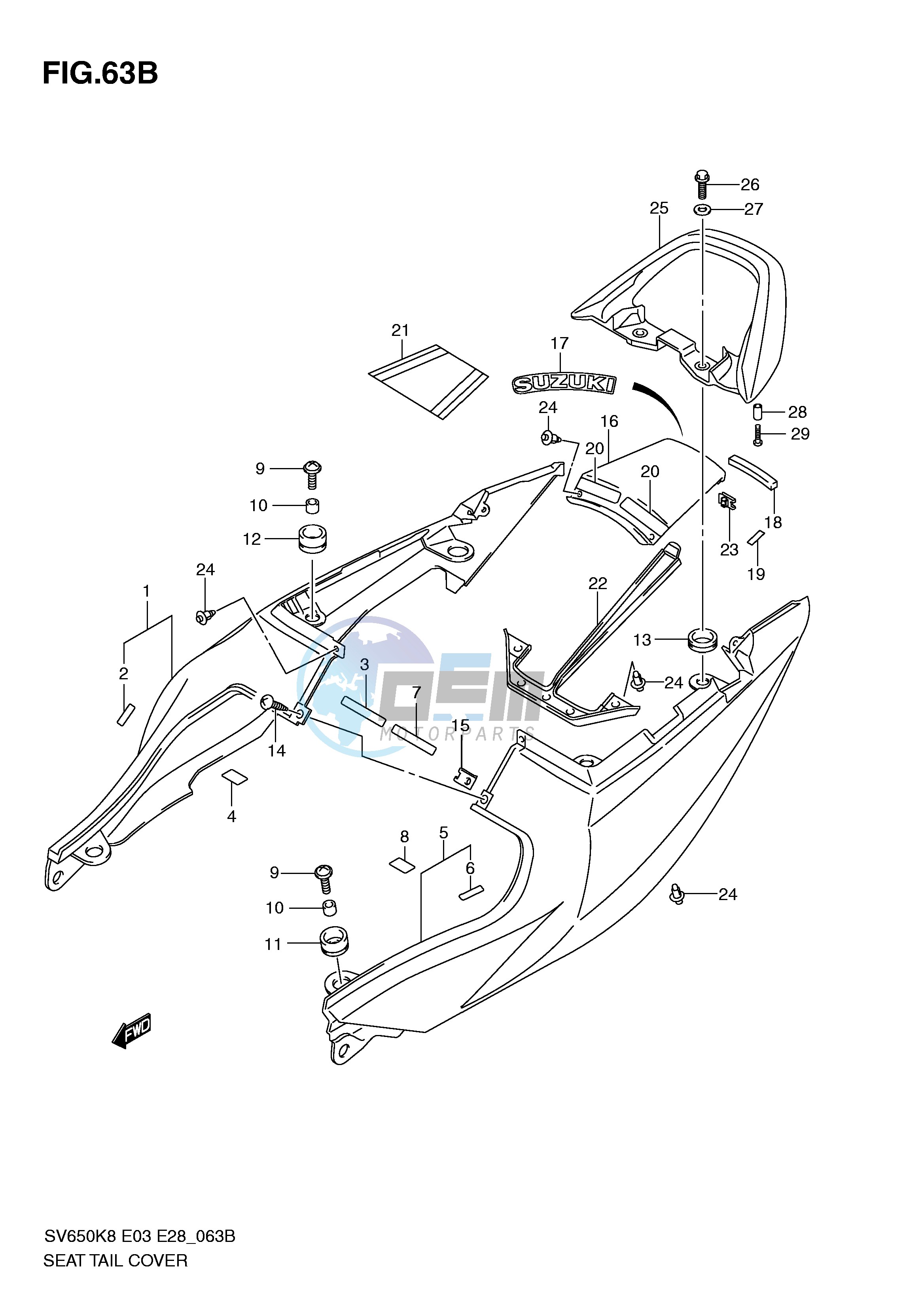 SEAT TAIL COVER (SV650SL0 SAL0)