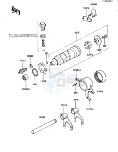 KZ 440 G (G1) drawing GEAR CHANGE DRUM & FORKS