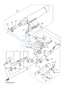 XVS1300A MIDNIGHT STAR (1CS9) drawing EXHAUST