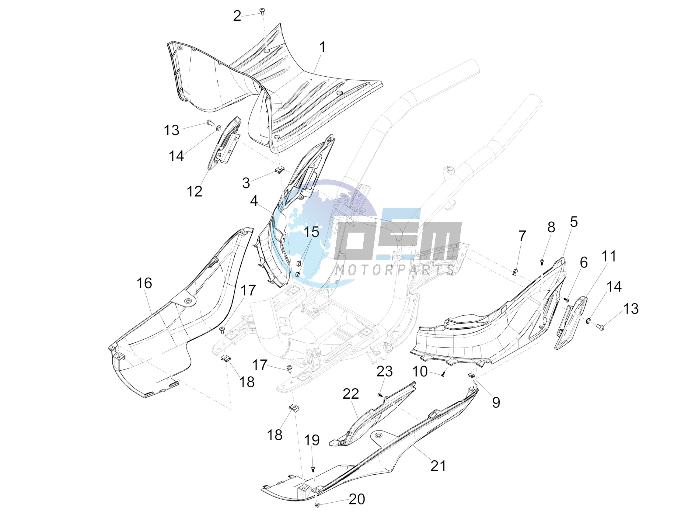 Central cover - Footrests