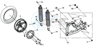 CITYCOM 300 EFI drawing REAR WHEEL / REAR SUSPENSION