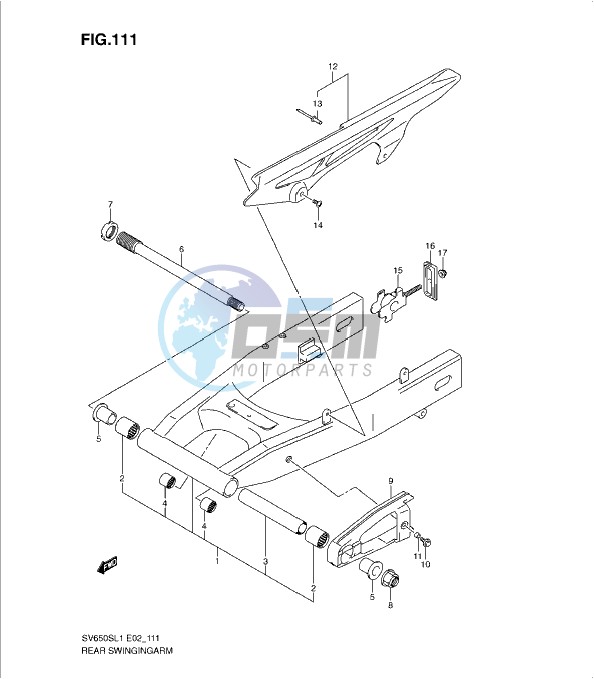 REAR SWINGING ARM (SV650SL1 E24)