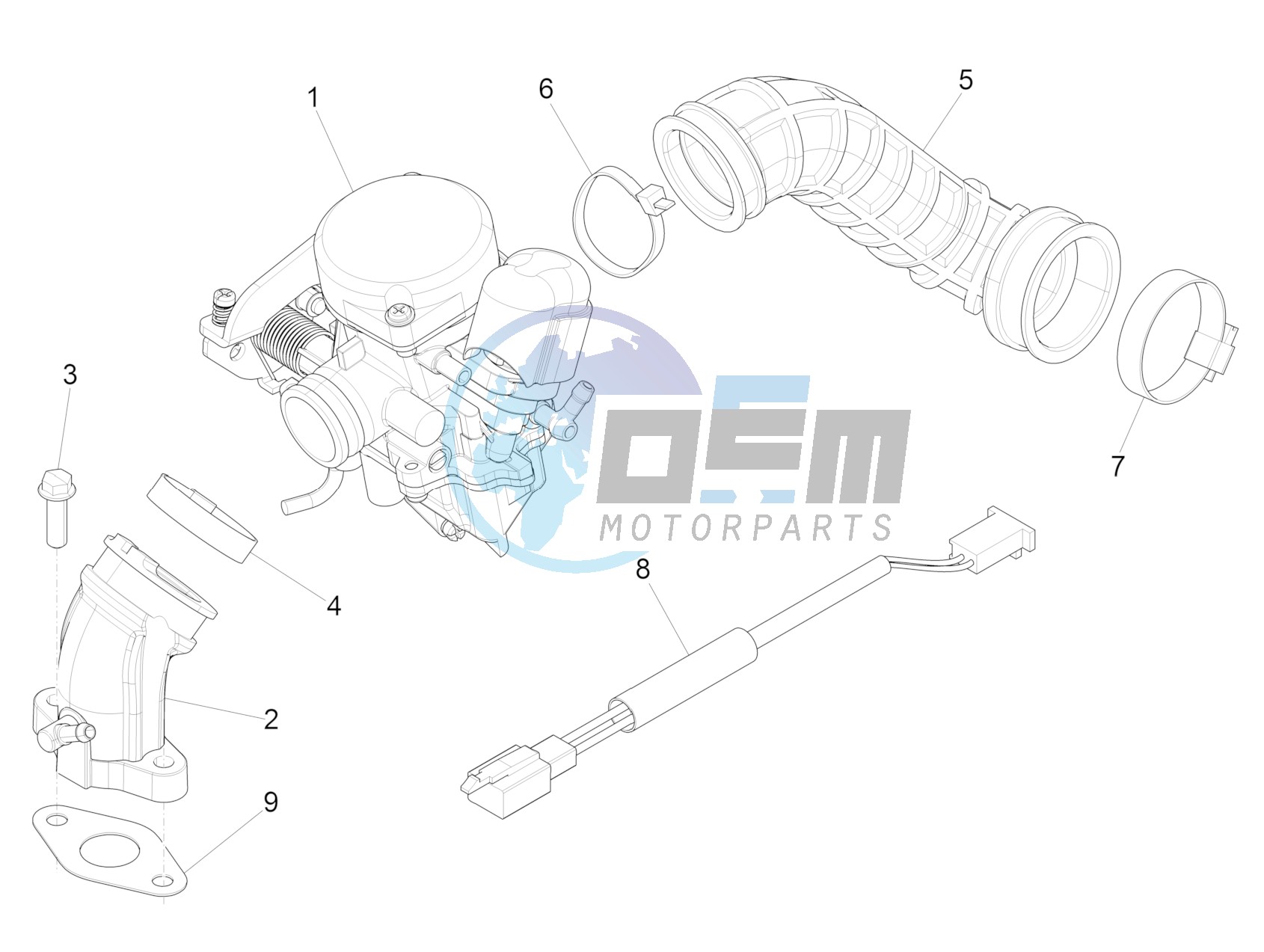 Carburettor, assembly - Union pipe