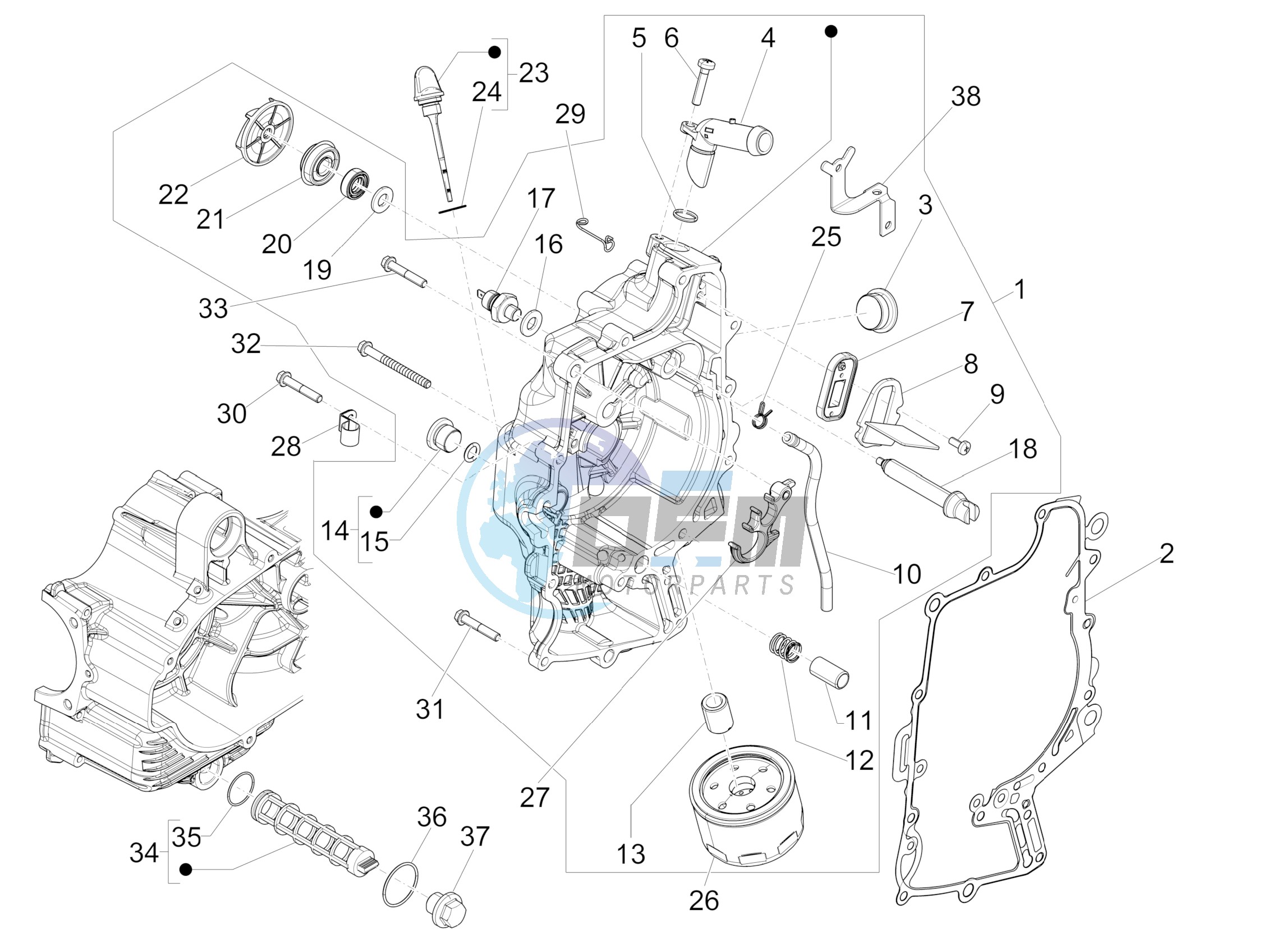 Flywheel magneto cover - Oil filter