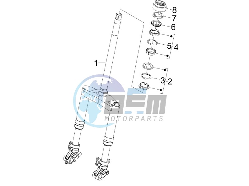 Fork steering tube - Steering bearing unit