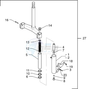 X9 125 drawing Fork