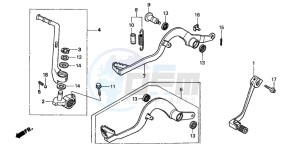 CR80RB drawing PEDAL/KICK STARTER ARM