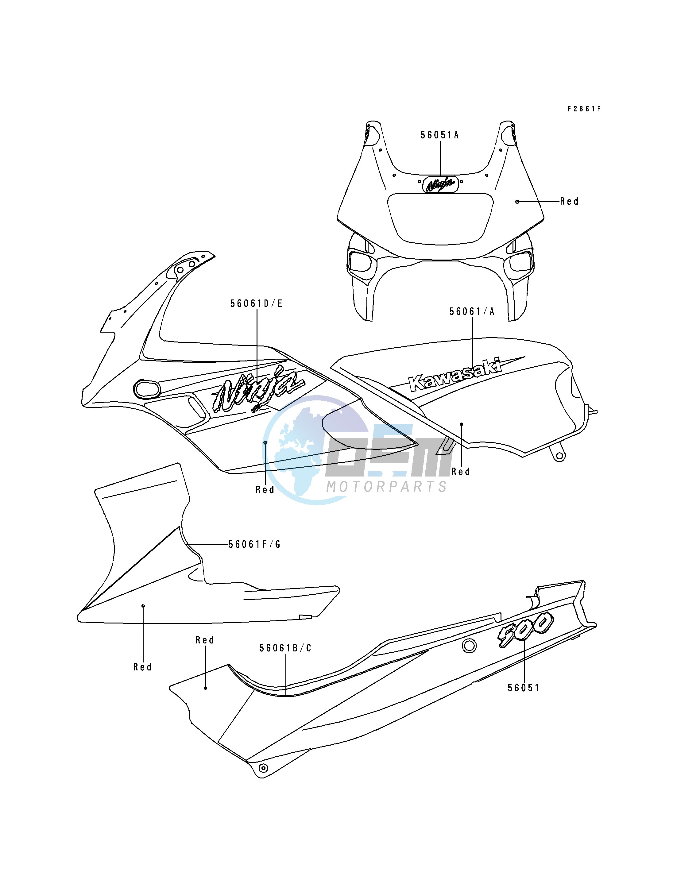 DECALS-- RED- --- EX500-D4- -